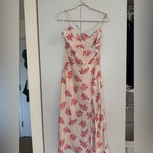 Princess Polly Strapless Dress in Pink and Cream